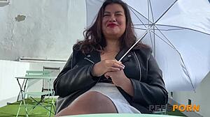 karla duran joins a group activity with two amateur guys