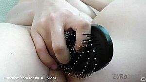 18yo blonde babe tasha tries dirty sock and hair brush in casting