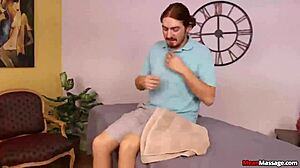 young woman gives a firm hand massage with dominance