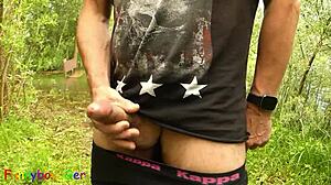 Gay Guy Jerks Off By The Lake And Fingers His Tight Hole