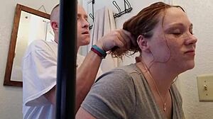 bathroom quickie with busty wife turns into a steamy surprise