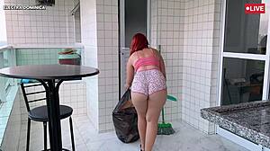 Hired NAUGHTY employee SHAKES huge ASS in short