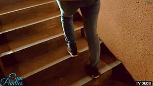 Public POV action with step-sis and step-bro in wet panties