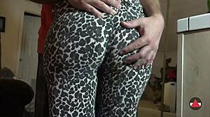 Grabbing her big ass in tight leggings feels amazing