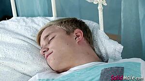 Muscular European bodybuilder gets intense blowjob and facial.