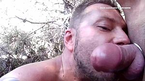 cruising gay guy gets cum dumped in public outdoor spot part two with intense action