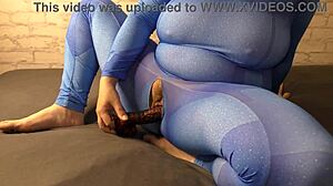 Hey, check my big boobed wife in Lews cosplay stretching her pussy with a huge dildo!