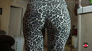 Grabbing her big ass in tight leggings feels amazing