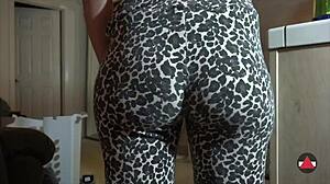 Grabbing her big ass in tight leggings feels amazing