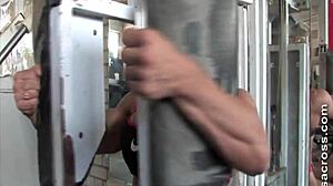 Does the indian mommy achieve orgasm during her intense gym workout with the muscular bodybuilder?