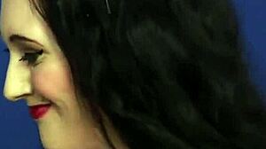 hot hottie getting jizz on her face while sucking sperm?