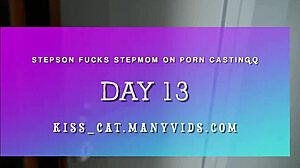 day 13 - step mom on casting couch, step son rough fucks busty milf and fills pussy with cum