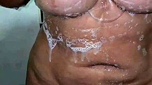 Mom relaxes in the bathroom