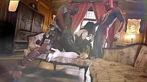 Wicked magician couple have hot asian waitress watch them fuck hard with licking and doggystyle