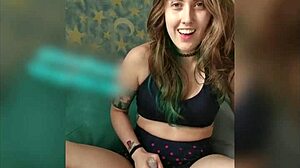 Wet and messy pillow riding, teasing with vibrator