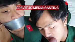 Police and Soldier Tricked Into Steamy Gay Sex During Casting Session