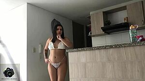 Curvy Colombian Flashes Her Big Tits And Asks If You'd Like To Smell Her Panties