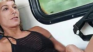 Friend masturbates me while I suck his cock on a crowded train