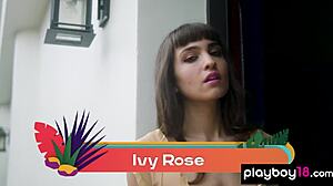 Skinny all natural naked beauty ivy rose perspiring and posing in the sauna