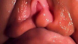 Wet squishyng pink pussy fucked and filled with hot cum