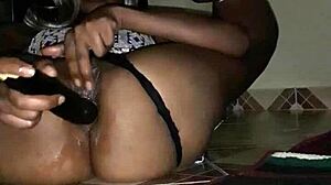 Eggplant in my ass makes me squirt, floor's soaked! 🍆💦