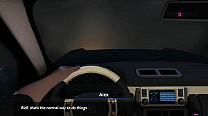 aby giving blowjob to alex in the car, swallowing all his cum