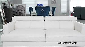 Busty Milf In Lingerie Enjoys Butt Plug While Blowing Cock And Getting Assfucked