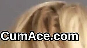 Horny honey gets jizz load on face gulping charge.