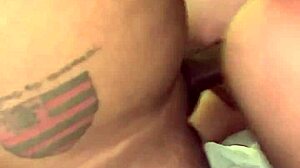 Hot married wife gets double fucked, cums inside her tight pussy