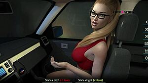 aby giving blowjob to alex in the car, swallowing all his cum