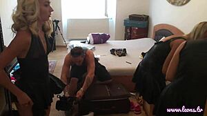 girls try lingerie without panties backstage