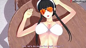 yor forger in bikini at pool with spy x family genshin impact fantasyking3