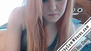 Redhead Nerd Toys Pussy With Dildo