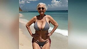 Granny Says 'Look at My Sexy Bikini!' with Dirty Talk, Then Strips Nude!