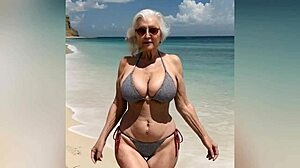 Granny Says 'Look at My Sexy Bikini!' with Dirty Talk, Then Strips Nude!