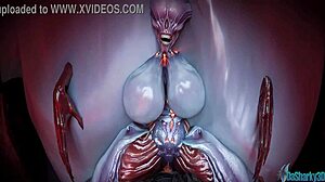 dasharky3d doom summoner with wild alien monster action in 3d anime