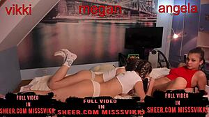 three girls filming in room