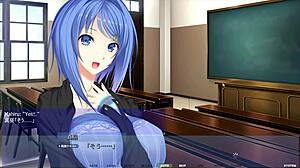 Is this anime hentai girl stuck in the wall masturbating her big tits and ass?