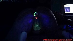 Nilou Achtland moans during halloween toy show!