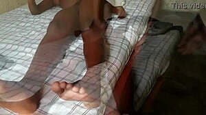 missionary pounding and fingering that juicy black teen's wet pussy