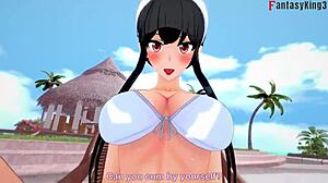 yor forger in bikini at pool with spy x family genshin impact fantasyking3