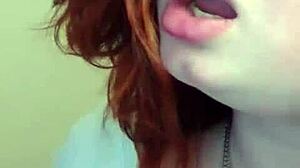 russian pawg redhead masturbating on webcam?