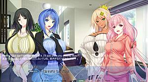 Is this anime hentai girl stuck in the wall masturbating her big tits and ass?