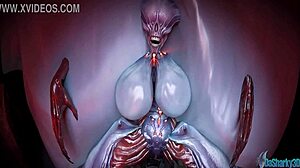 dasharky3d doom summoner with wild alien monster action in 3d anime