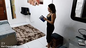 Bisexual amateur masturbates before anal creampie with mother-in-law's ass, leading to orgasm and swallow