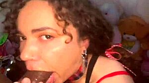 Naudi Nala performs throat magic on big black cock