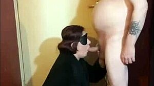 girlfriend did not know i was filming her while i was giving her sex blindfolded, homemade creampie