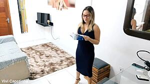 Bisexual amateur masturbates before anal creampie with mother-in-law's ass, leading to orgasm and swallow