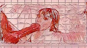 Drawing milf blowjob with dark big dick hentai for you