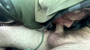 Fromeb delivers intense blowjob in the car, sucking cock hard.